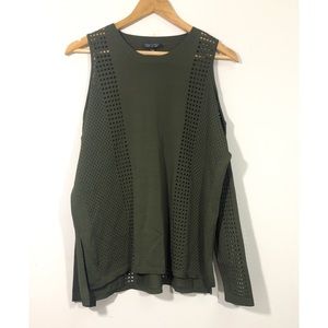 Topshop Olive Green Cold Shoulder Long Sleeve Sweater